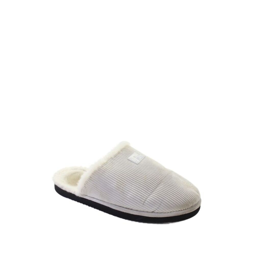 Kith Mens Slip On Shearling Lined Logo Corduroy Slippers White Size 10